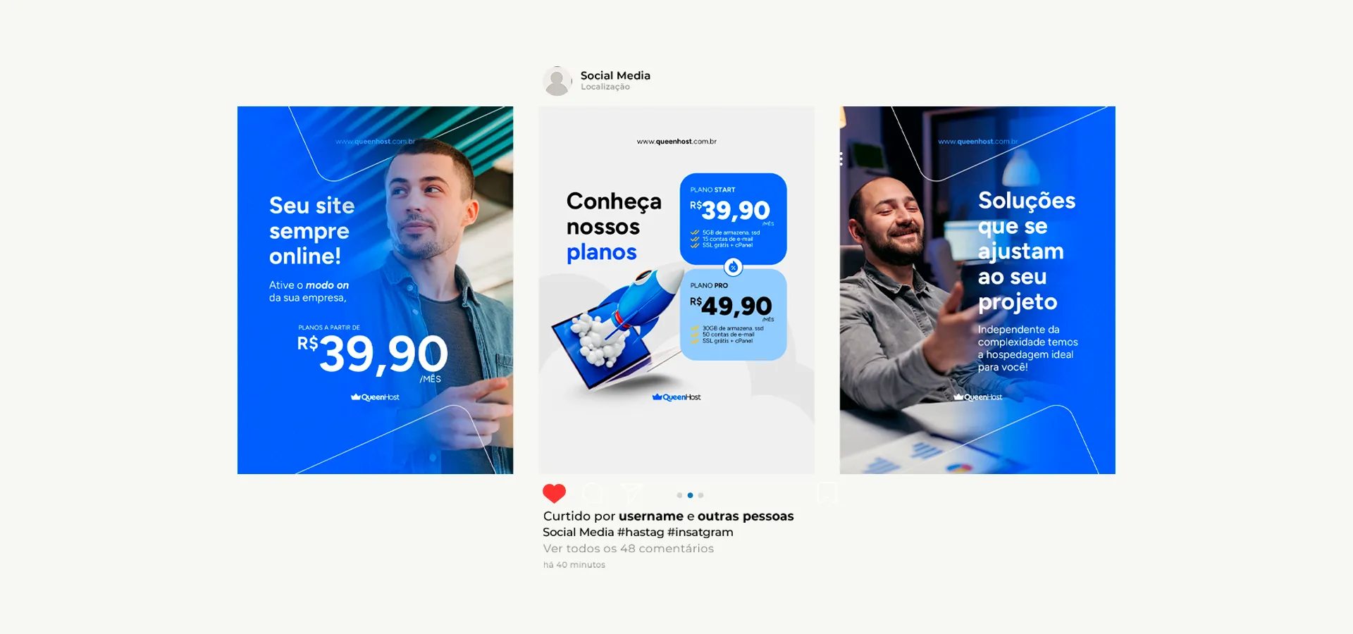 Identidade Visual, Redes Sociais e Site Responsivo para QueenHost, imagem 4